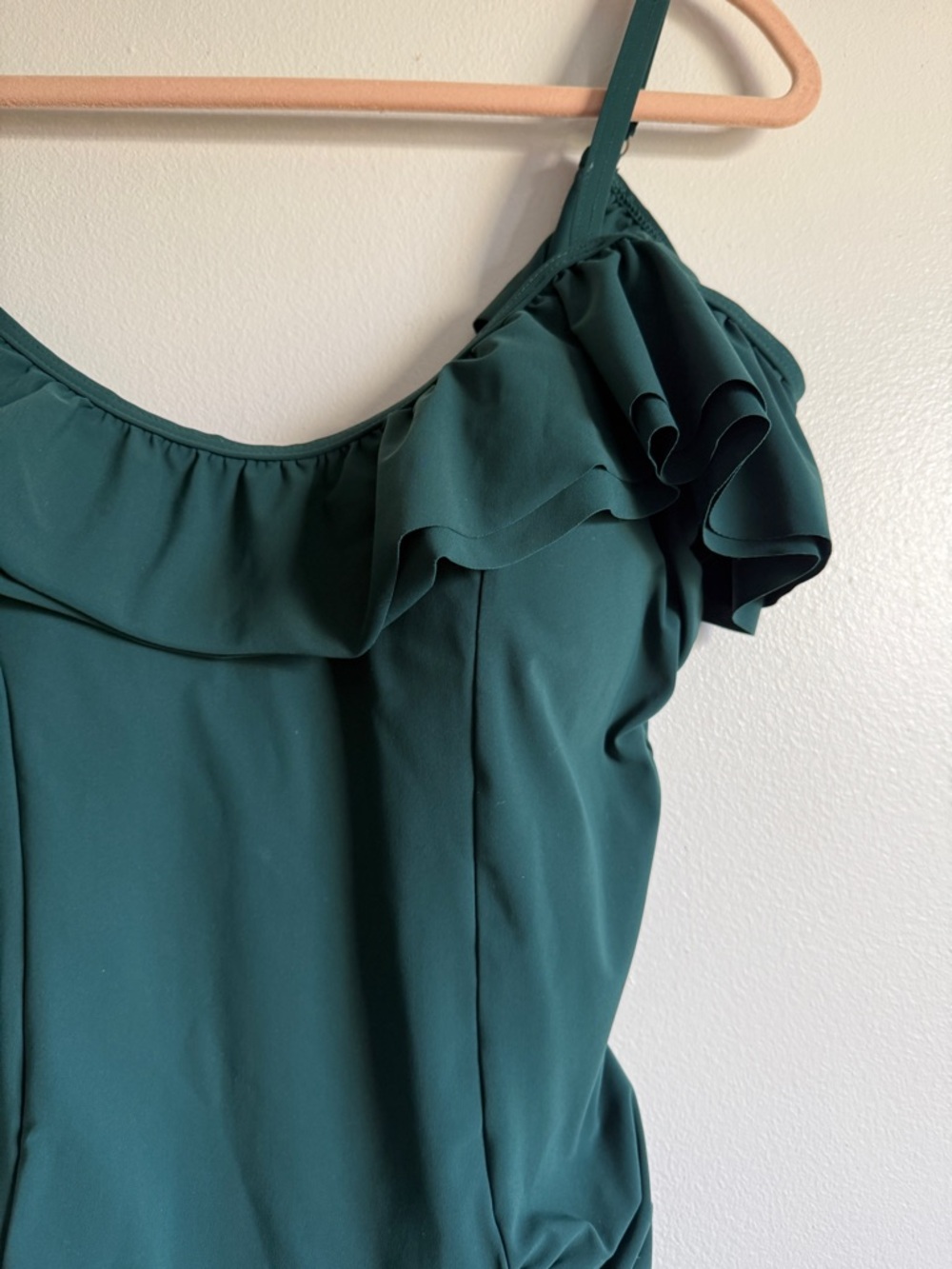 Emerald Green Ruffle One-Piece Swimsuit - Picture 2 of 7